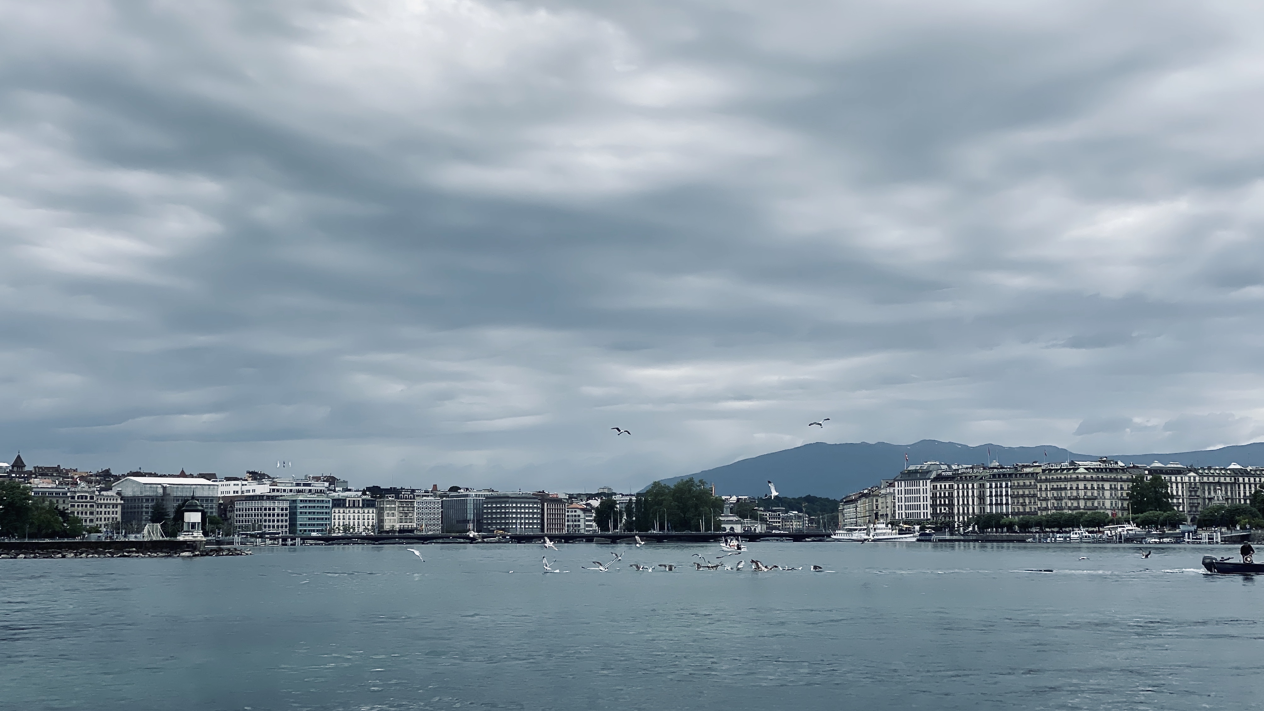 Pont du Mont-Blanc and the Salève viewed from the lake